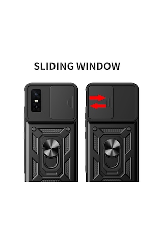 Caseonn Infinix Gt 30 Pro Kılıf Sürgülü Kamera Korumalı Yüzüklü Mıknatıslı Tank Kapak Lacivert