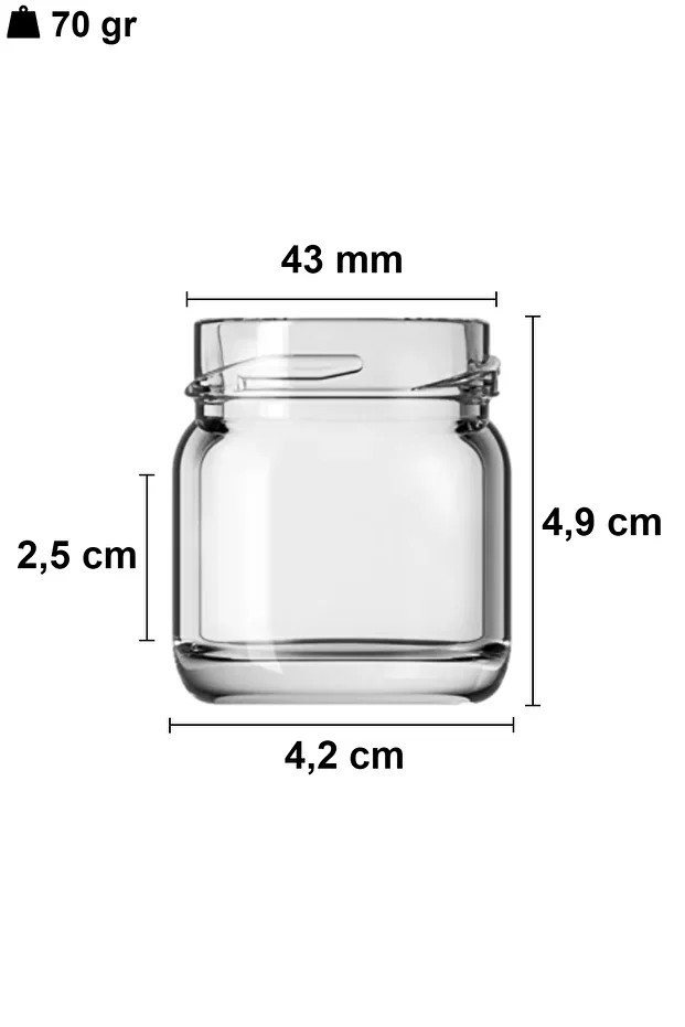 6 Adet 40 Ml Metal Kapaklı Şeffaf Numune Mama Ek Gıda Şekerleme Reçellik Küçük Cam Kavanoz Siyah