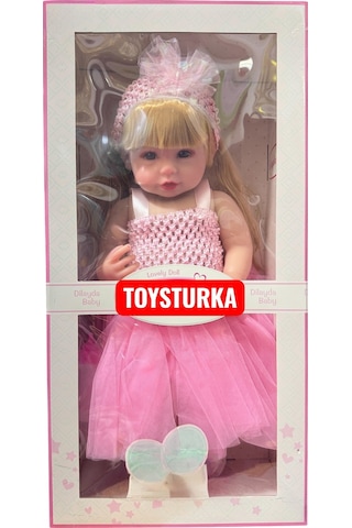 55 Cm Gerçekçi Yenidoğan Biberonlu Bebek Sesli Oyuncak Et Bebek 99455227