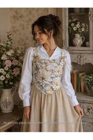 L'aura Corset Lotus Çiçek Desenli Bayan Korse Büstiyer Çok Renkli