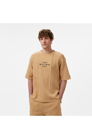 United4 Unıted4 Örme Comfort Erkek Krem T-shirt Akıta Krem