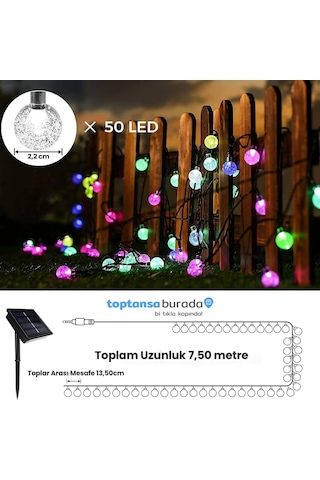 Technosmart 50 Ledli Rgb Işık 8 Modlu Solar Kristal Top Bahçe Aydınlatma Dekorasyon Güneş Enerjili Genel