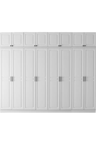 GuneyStore Sport 8 Kapaklı Komple MDF Yüklüklü Beyaz Gardırop