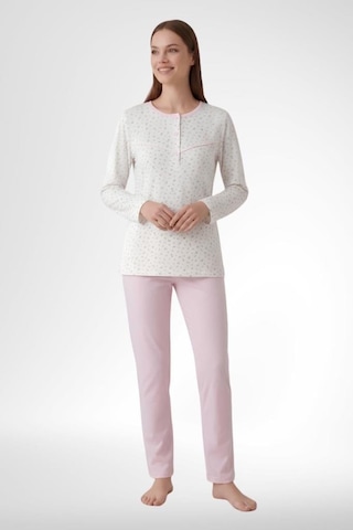 Mecit Pijama Mecit 6361 Pembe %100 Pamuk Büyük Beden Kadın Pijama Takımı