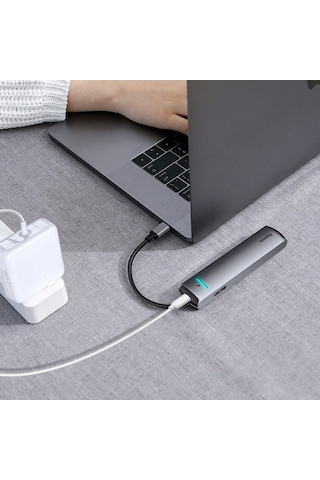 Baseus Usb Type C 6In1 Hdmı 3X Usb 3.0 Rj45 Çoğaltıcı Adaptör