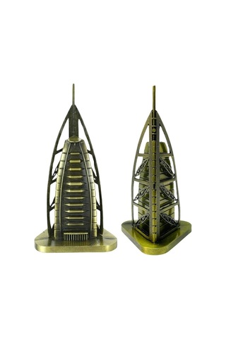 Vintage Metal Dubai Burj Al Arab Biblo Antik Bronz 16 Cm