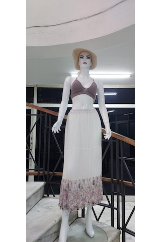 Eren Style Beli Lastikli Astarlı Uzun Şifon Etek-8960 Renkli Çok Renkli