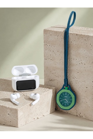 Bluetooth 5.4 Kablosuz Kulaklık Yeşil Askılı Analog Charm Saat İk