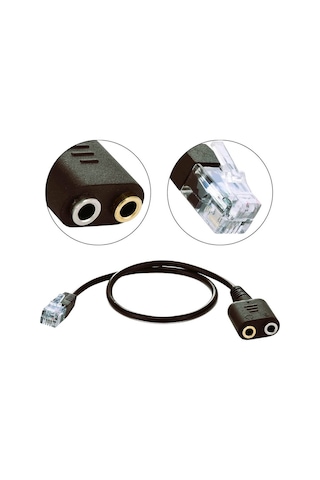 Rj9 To 2 X 3.5mm Kulaklık Ve Mikrofon Çevirici Adaptör Kablosu