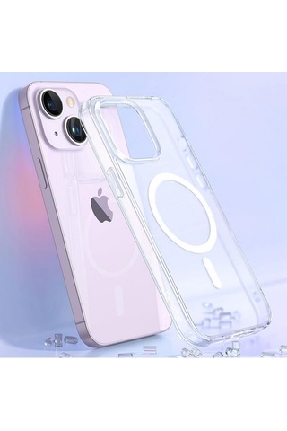 İphone Uyumlu 13 İçin Kılıf Kamera Korumalı Magsafe Wireless Şarj Özellikli Şeffaf Kılıf Şeffaf