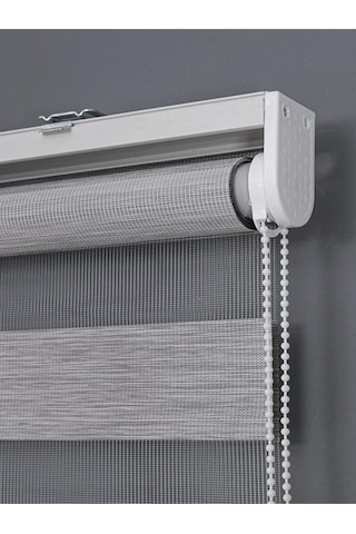 Ithal Kalın Gri Zebra Stor Güneşlik Perde Etek Düz Alüminyum Kasa Metal Ayak