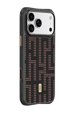 Apple iPhone 18 Pro Uyumlu Kılıf M-safe Şarj Özellikli Raptic Aramid Dual Grid Serisi Karbon Kapak Siyah