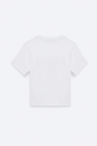 Grımelange LAZZIAR Kadın Oversize Bisiklet Yaka Beyaz T-Shirt