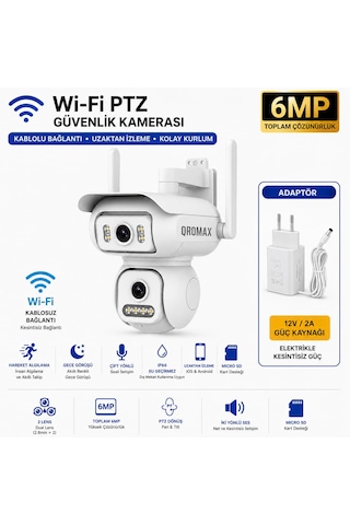 Wi-fi Ptz 6mp Çift Lensli Dış Mekan Akıllı Ptz Güvenlik Kamerası Adaptör Dahil - Joysee Türkçe Uygulama Wifi Qr W2