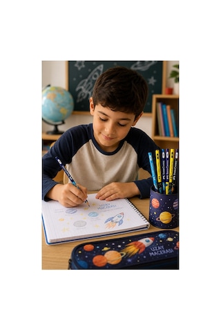 Uzay Macerası Kurşun Kalem 4 Adet Faber Castell Yuvarlak Gövdeli Siyah Kurşun Kalem Yumuşak Yazım Kolay Tutuş Kaliteli Okul Çok Renkli
