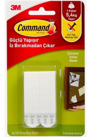 2 Adet 3M Command 17201 Orta Boy 5.4 Kg Iz Bırakmayan Cırt Bant