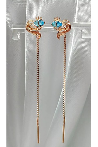 Sılver Whale Taşlı Uzun Zirkon Kuyruklu Gümüş Küpe 216920133 Altın