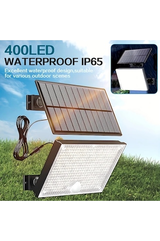 Xuweiwei Dış Mekan Solar Aydınlatma Sıcak Işık 400 Led Hareket Sensörlü Bahçe Duvar Lambası 120 Derece Aydınlatma 503 Metre Kablolu Sıcak Işık