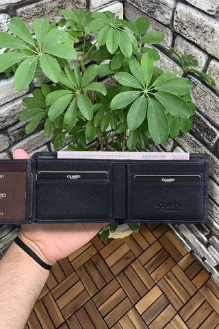 Derije Hakiki Deri Lacivert Spor Şeritli Erkek Cüzdanı T653 Çok Renkli