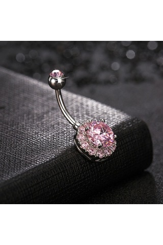 Chavin Yuvarlak Komple Taşlı Göbek Piercing Dt80By Gümüş