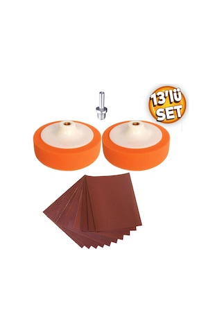 Pasta Cila Polisaj Süngeri Seti Kırmızı Kaliteli Su Zımparası Turuncu 150 Mm 13 Parça Set
