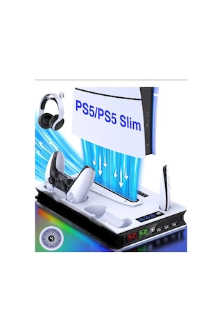 Ps5 Slim Pro Fonksiyonel Fanlı Şarj Standı Led Göstergeli Dijital Ve Cd Li Sürüm Uyumlu Yh60