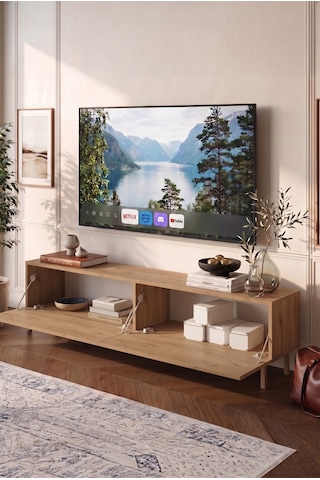 Future Tv Ünitesi Sehpası Ahşap Ayaklı 180cm Sepet Fr8x-s Kahverengi