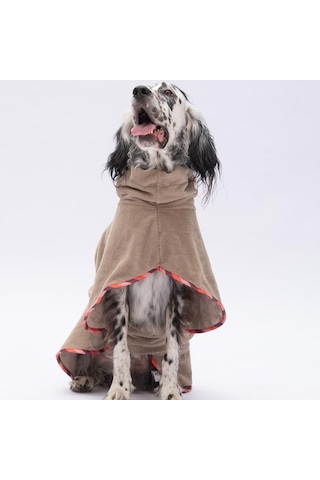 Bej Bogota Köpek Bornozu-köpek Kurulama Havlusu- Kedi Köpek Kıyafeti
