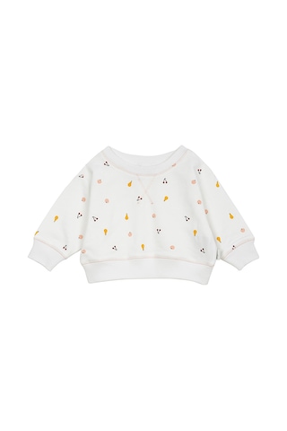 Antebies Organik Beyaz Kız Bebek Sweatshirt Çok Renkli