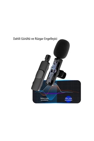 Magicvoice K8 Kablosuz Type-c Vlogger Yaka Mikrofonu Android, Gopro, Osmo Action, Apple Uyumlu iPhone, İpad
