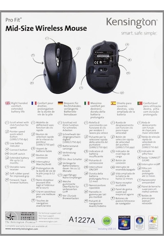 Kensington K72421ww Pro Fit Mid-size Kablosuz Fare 2,4ghz, 1750dpı Sapphir 001