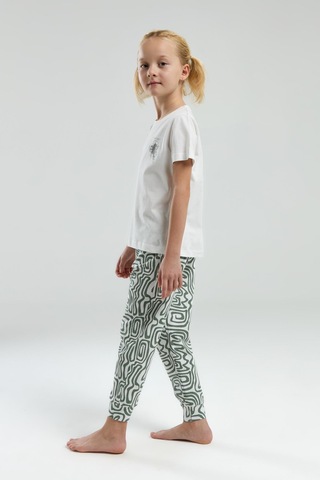 Arnetta 3303 Kız Çocuk Desenli Bisiklet Yaka Şortlu Kısa Kol Pijama Takım Yeşil