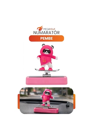 Araç İçi Numaratör Pembe Panda Figürlü Park Telefon Numarası Gizlenebilir
