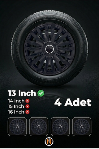 Kia Pride 13 İnç Jant Kapağı Takım Siyah S110