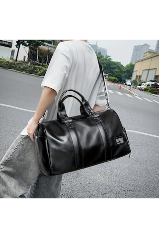 Sandwich Geniş Omuz Askılı Spor Çantası Siyah Büyük Kapasiteli Islak Kuru Ayırıcı Seyahat Hafif Sırt Çantası Siyah