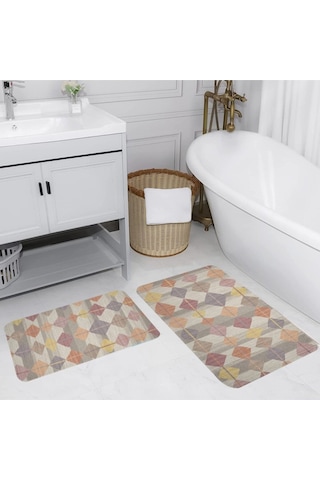 Eliana Home Dijital Baskılı 2'li Banyo Paspas Takımı Lna5118 Kahverengi
