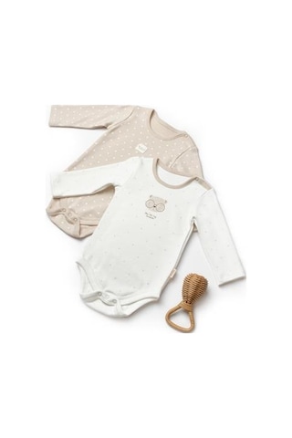 Bebek 2li Uzun Kollu Badi %100 Organik Pamuk, Bebek Ve Yenidoğan Serisi - Csy8102 Ekru