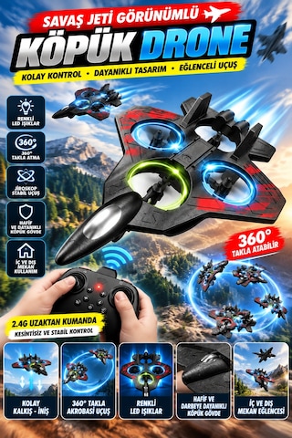 Bowie Jet Drone Çocuklar İçin Kumandalı Kırılmaz Köpük Gövdeli Oyuncak Drone