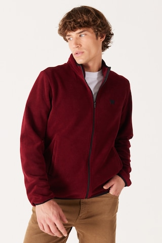 Wrangler Regular Fit Normal Kesim Dik Yaka Fermuarlı Bordo Polar Ceket W212239810 Bordo