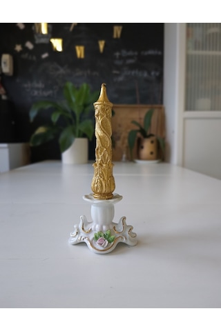 Osmanlı Şamdan Mum 16 Cm Yükseklik Altın Yaldızlı