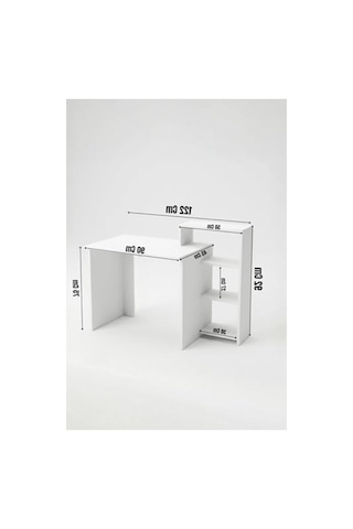 Kitaplıklı Çalışma Masası, Beyaz Renk Ve Fonksiyonel Tasarım 120x60