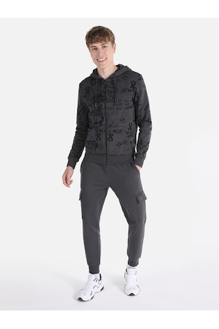 Colin's Colins Slim Fit Kapüşonlu Fermuarlı Baskılı Antrasit Erkek Sweatshirt Cl1063368 Antrasit