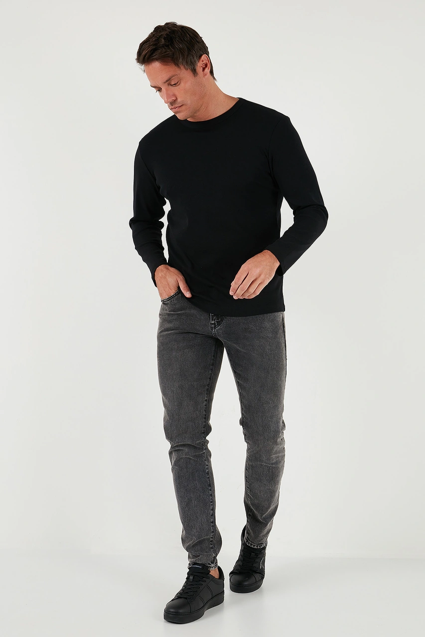 Buratti Pamuklu Slim Fit Bisiklet Yaka Basic Erkek Sweat 59050741 Siyah