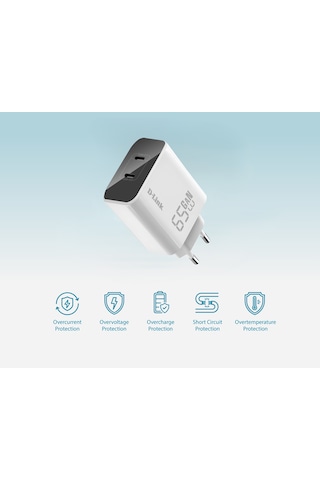D-link Dpc-652/e 65w Çift Usb Type-c Çıkış Gan3 Şarj Adaptörü