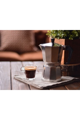 Taşev T0836 Palazzo Moka Pot 6 Fincan Gümüş