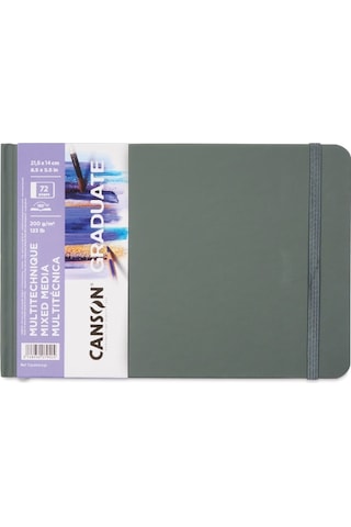 Canson Graduate Sert Kapak Defter Mix Media Çok Amaçlı - Yatay 200gr 21,6x14 72 Sayfa
