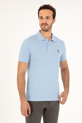 U.S. Polo Assn. Erkek Slim Fit Polo Yaka Açık Mavi Basic Tişört 50279573-VR003