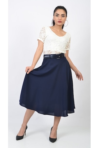 Soralline Kadın Kloş Etek 780 Etamin Lacivert Lacivert