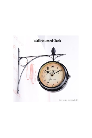 Qingmipy "retro Çift Taraflı Duvar Saati - Sessiz Mekanizma İle Şık Dekorasyon" Siyah