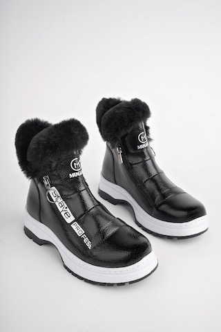 Muggo Bubble Garantili Kaymaz Taban İçi Kürklü Yandan Fermuarlı Çocuk Bot Siyah